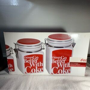 Coca-Cola Red and White Storage Jars NIB